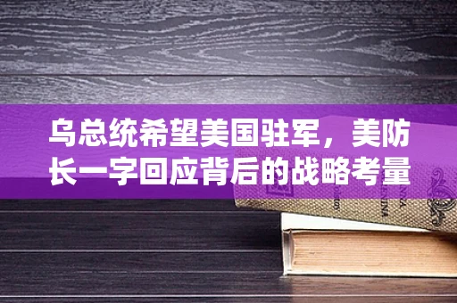 乌总统希望美国驻军，美防长一字回应背后的战略考量